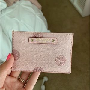 Pink polka dot kate spade card holder